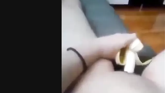 A girl masturbates with a banana in Kyrgyzstan